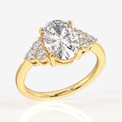 Oval Cut Moissanite Diamond Engagement 14K Gold Ring