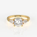 Cushion and Pear Cut Lab Grown Diamond Trilogy 9K Gold Ring