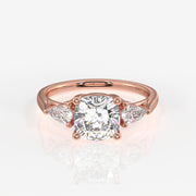 Cushion and Pear Cut Lab Grown Diamond Trilogy 9K Gold Ring