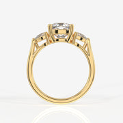 Cushion and Pear Cut Lab Grown Diamond Trilogy 9K Gold Ring