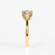 Cushion and Pear Cut Lab Grown Diamond Trilogy 9K Gold Ring