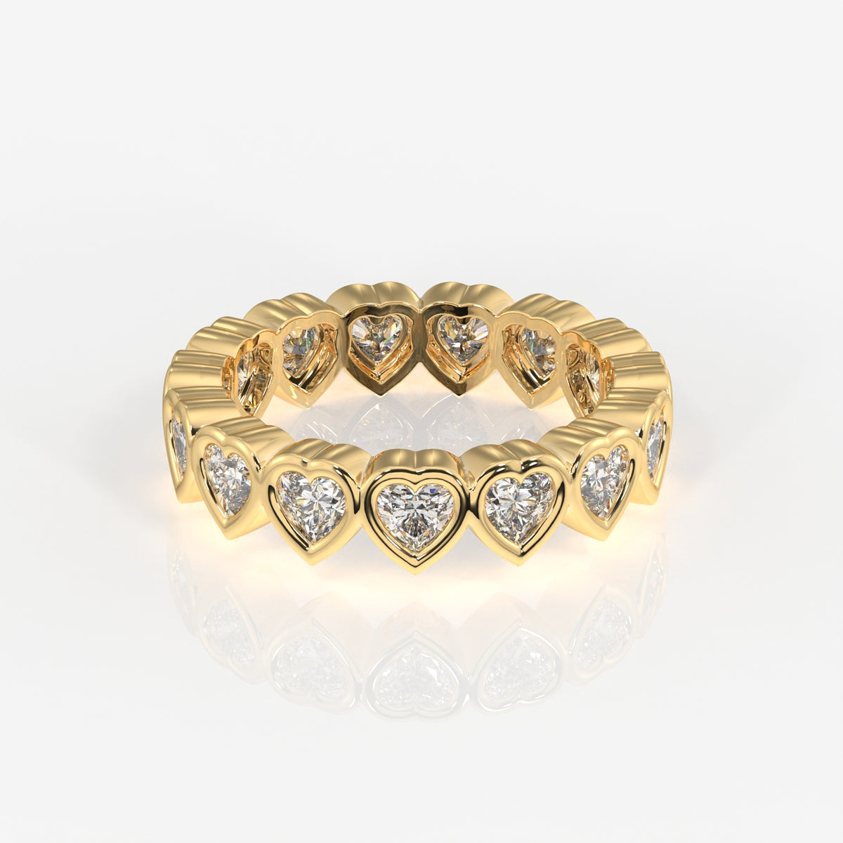 Heart Cut Moissanite Diamond Eternity Band Sterling Silver Ring
