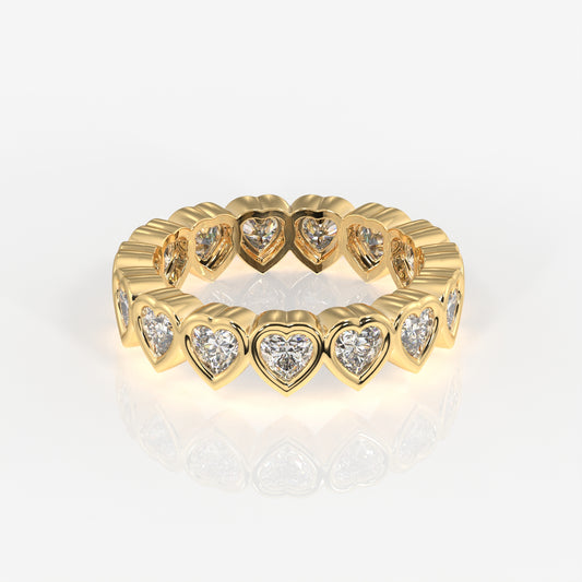 Heart Cut Moissanite Diamond Eternity Band Sterling Silver Ring