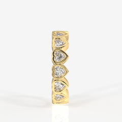 Heart Cut Moissanite Diamond Eternity Band Sterling Silver Ring