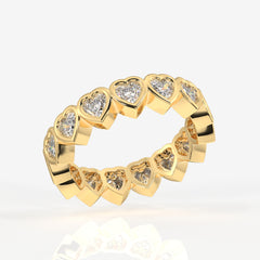 Heart Cut Moissanite Diamond Eternity Band Sterling Silver Ring
