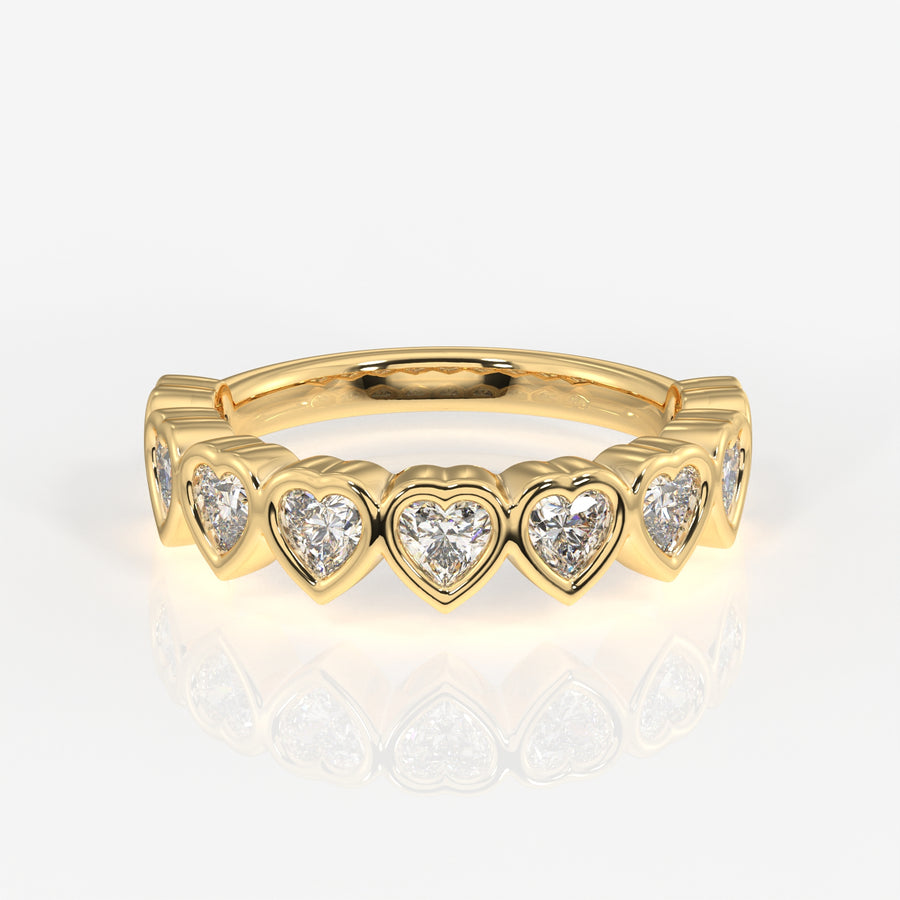 Heart Cut Lab Grown Diamond Wedding Band 9K Gold Ring