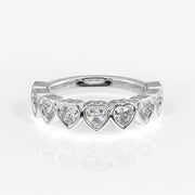 Heart Cut Lab Grown Diamond Wedding Band 9K Gold Ring
