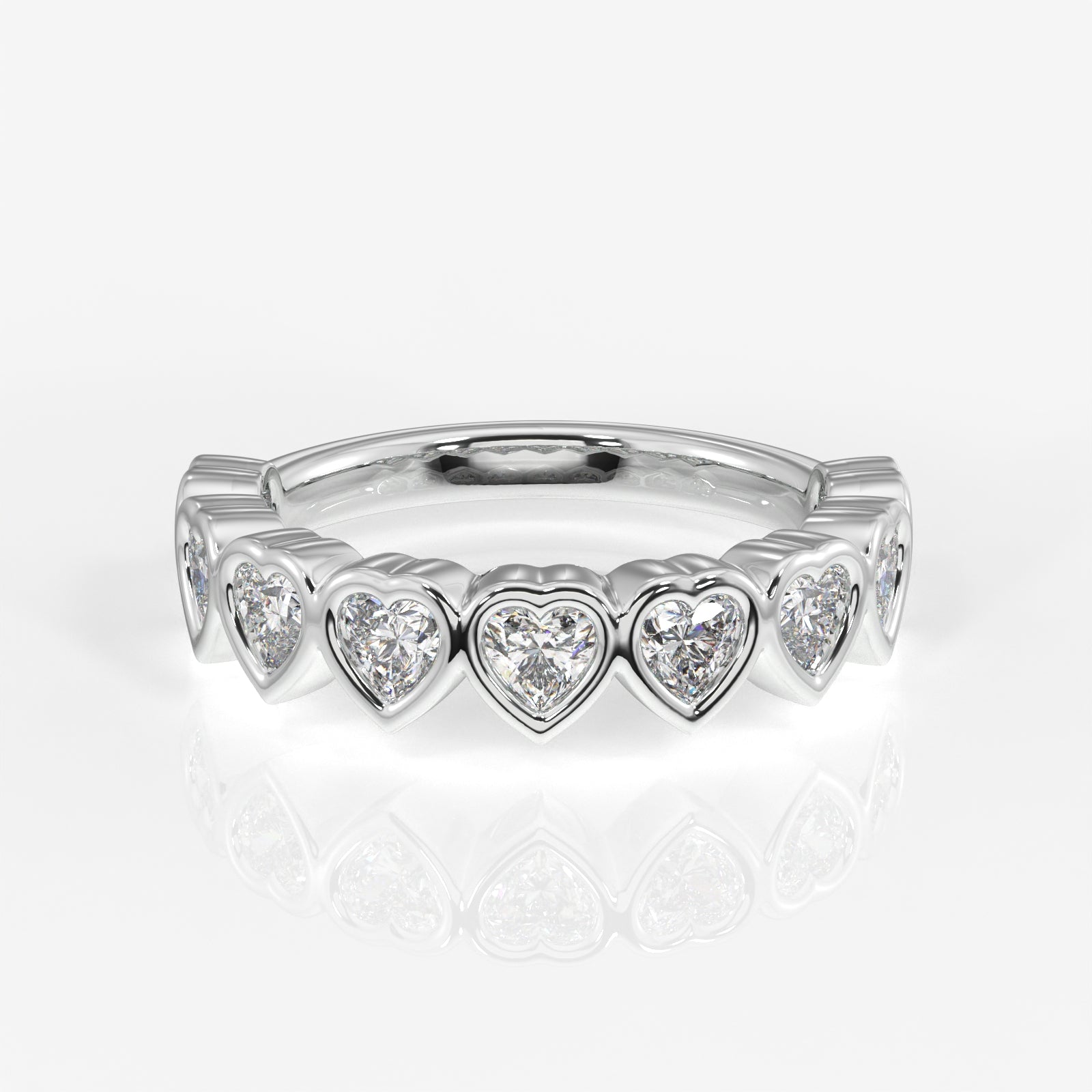 Heart Cut Lab Grown Diamond Wedding Band 9K Gold Ring