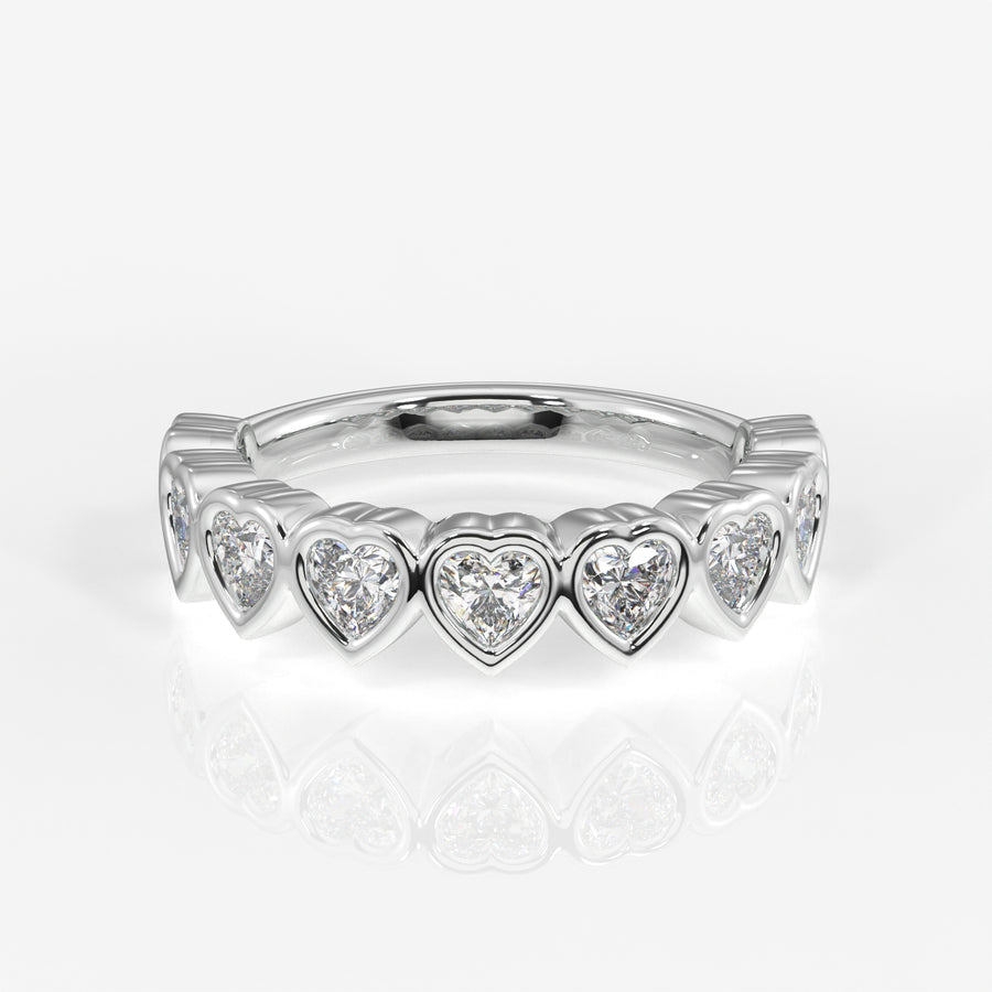 Heart Cut Lab Grown Diamond Wedding Band 9K Gold Ring