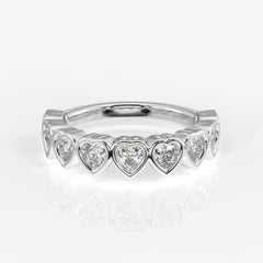 Heart Cut Moissanite Diamond Wedding Band 18K Gold Ring