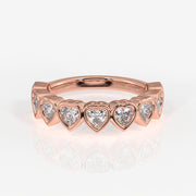 Heart Cut Lab Grown Diamond Wedding Band 9K Gold Ring