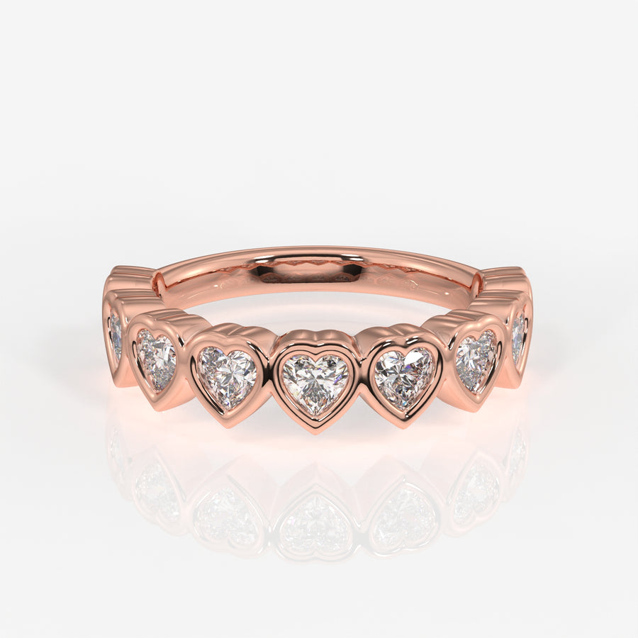 Heart Cut Lab Grown Diamond Wedding Band 9K Gold Ring
