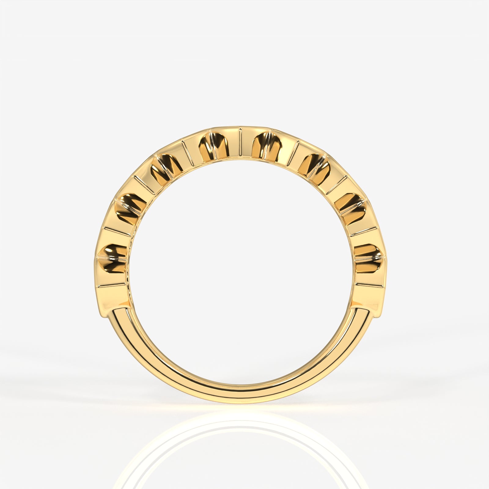 Heart Cut Lab Grown Diamond Wedding Band 9K Gold Ring