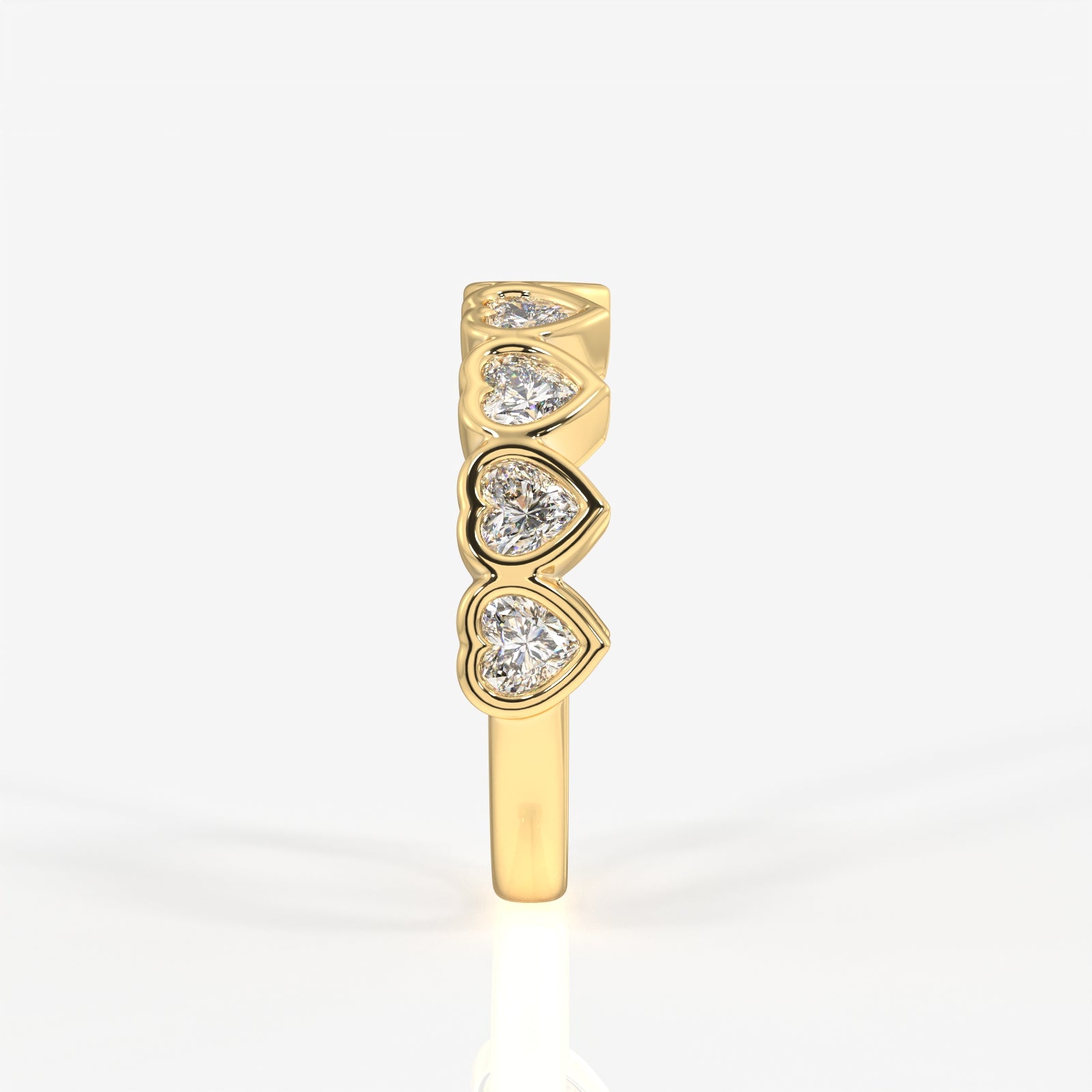 Heart Cut Lab Grown Diamond Wedding Band 9K Gold Ring