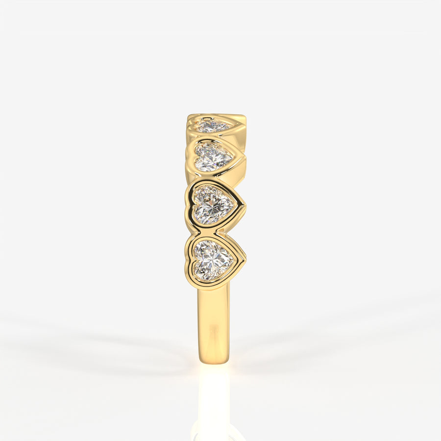 Heart Cut Lab Grown Diamond Wedding Band 9K Gold Ring
