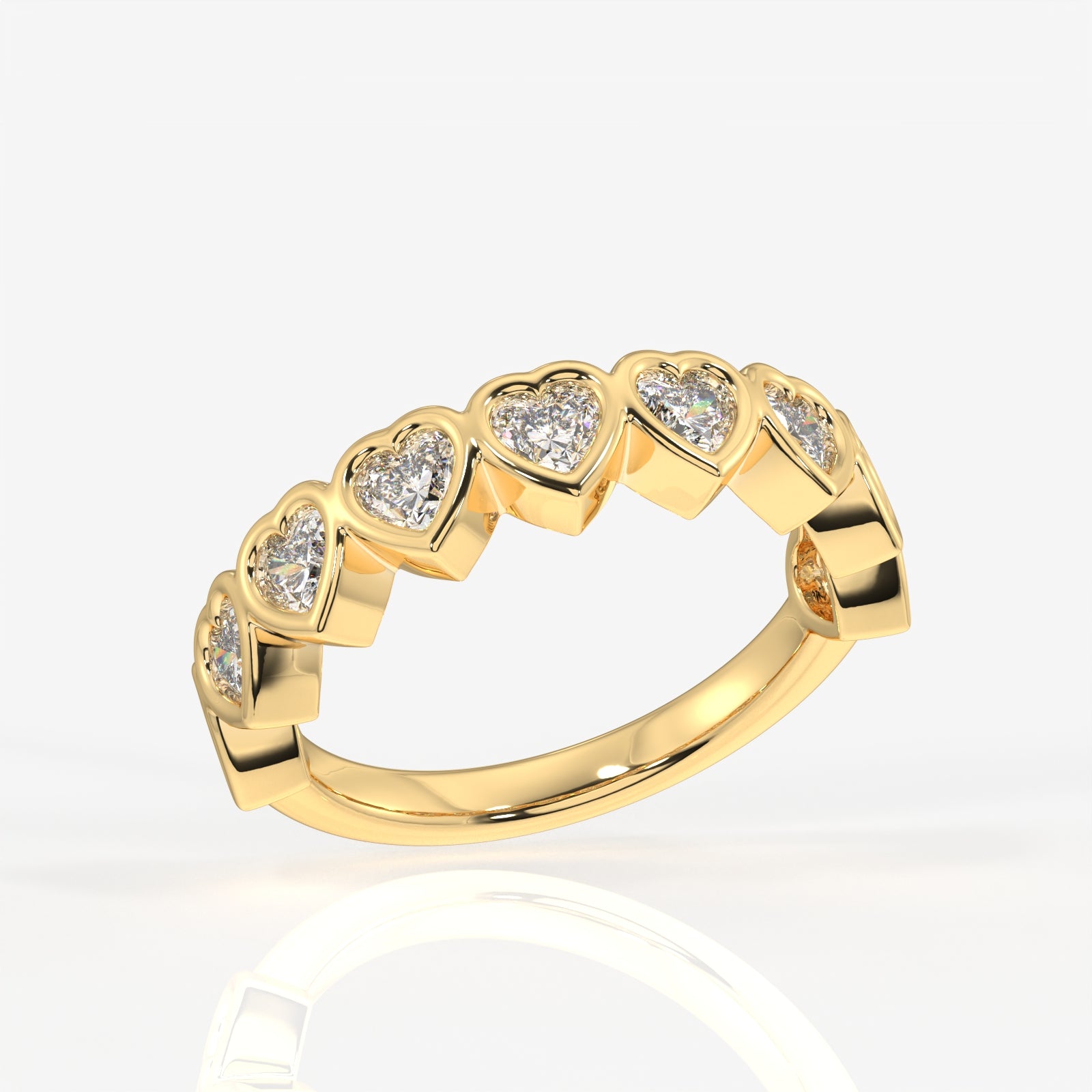 Heart Cut Lab Grown Diamond Wedding Band 9K Gold Ring