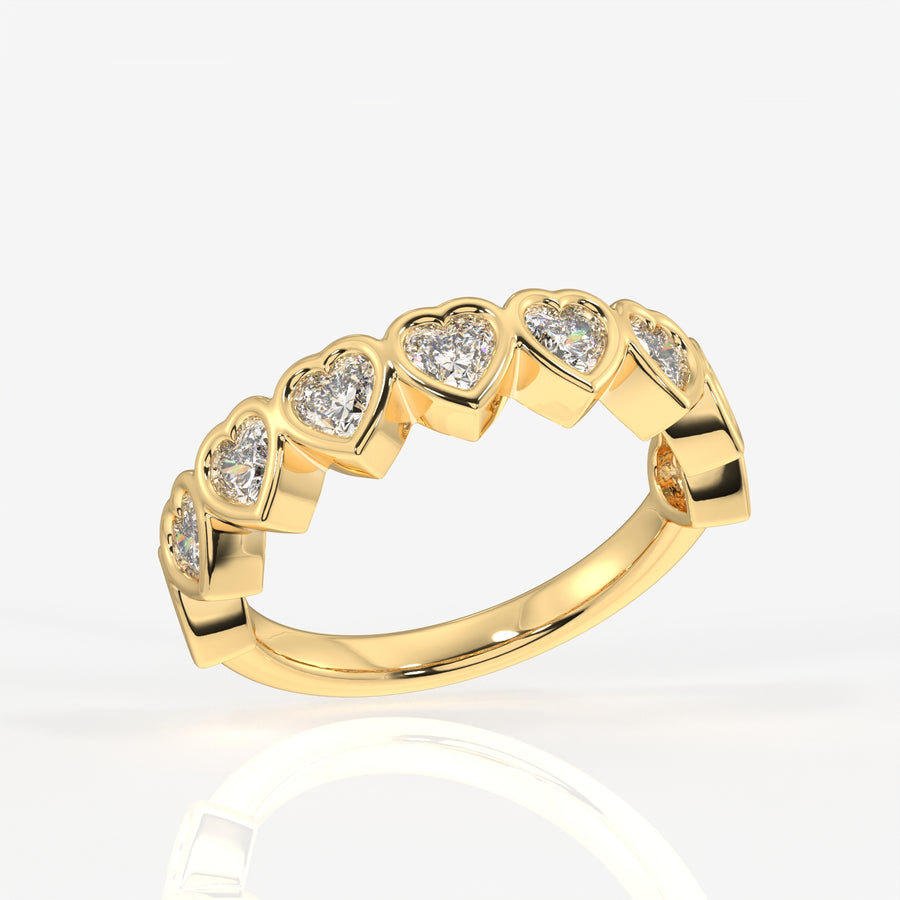 Heart Cut Lab Grown Diamond Wedding Band 9K Gold Ring