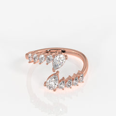 Pear Cut Moissanite Diamond Daily Wear Sterling Silver Ring