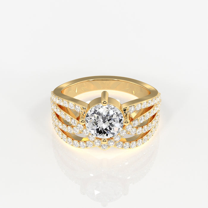 Portuguese Cut Moissanite Diamond Cocktail 18K Gold Ring