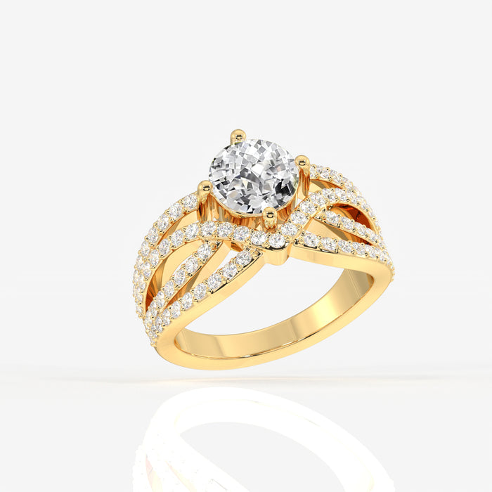 Portuguese Cut Lab Grown Diamond Cocktail 14K Gold Ring