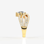 Portuguese Cut Lab Grown Diamond Cocktail 14K Gold Ring