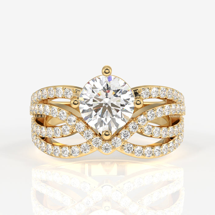 Round Cut Lab Grown Diamond Cocktail 14k Gold  Ring