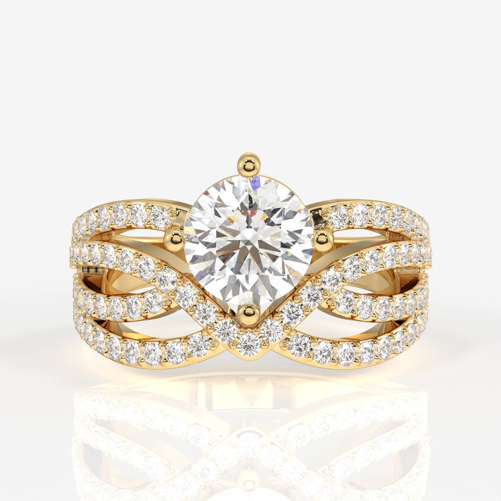 Round Cut Moissanite Diamond Cocktail Sterling Silver Ring