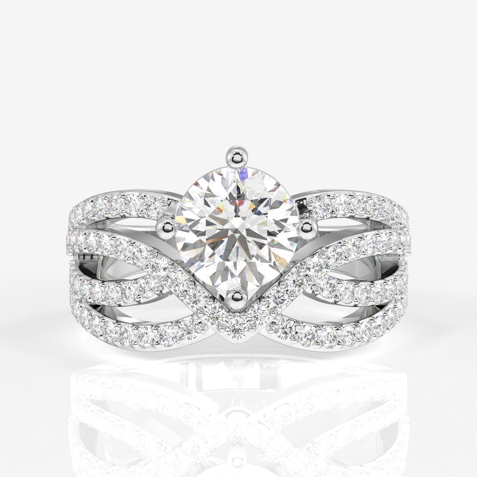 Round Cut Moissanite Diamond Cocktail Sterling Silver Ring