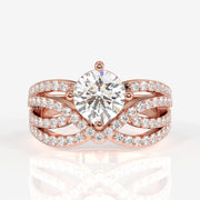 Round Cut Lab Grown Diamond Cocktail 14k Gold  Ring