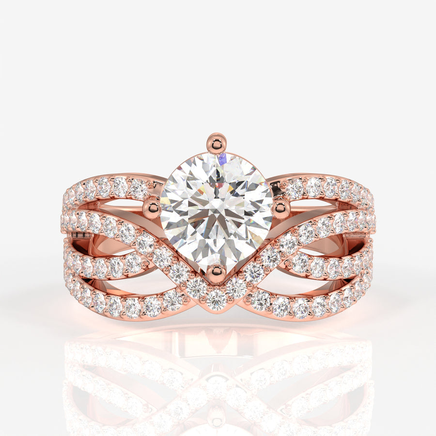Round Cut Lab Grown Diamond Cocktail 14k Gold  Ring