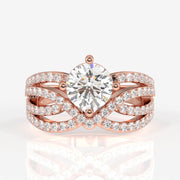 Round Cut Moissanite Diamond Cocktail Sterling Silver Ring