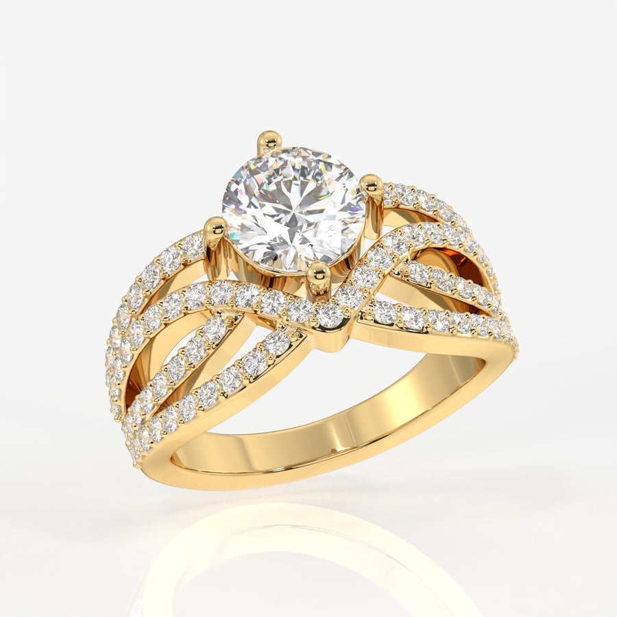 Round Cut Lab Grown Diamond Cocktail 14k Gold  Ring
