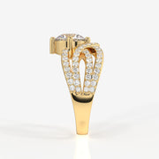 Round Cut Lab Grown Diamond Cocktail 14k Gold  Ring