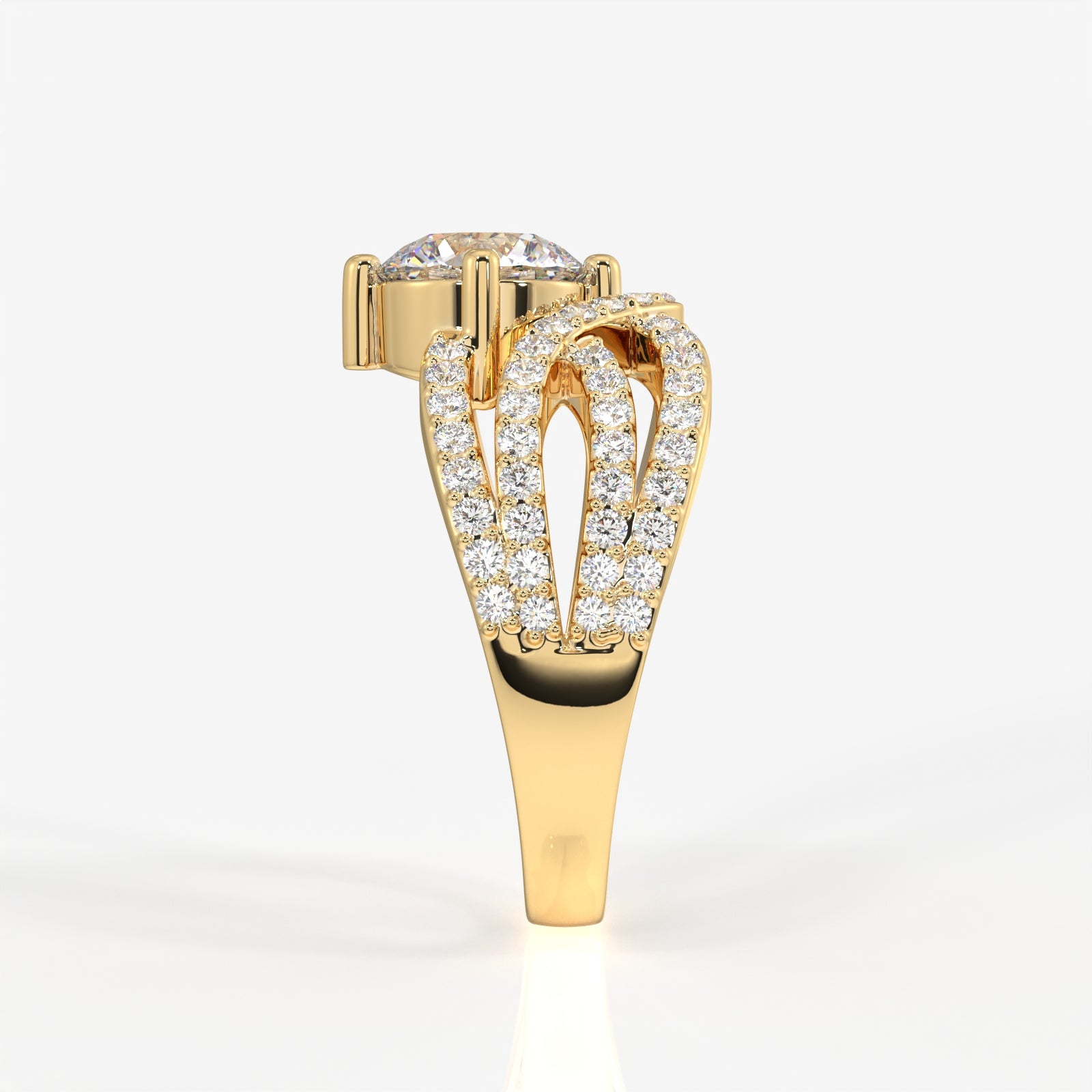 Round Cut Lab Grown Diamond Cocktail 14k Gold  Ring
