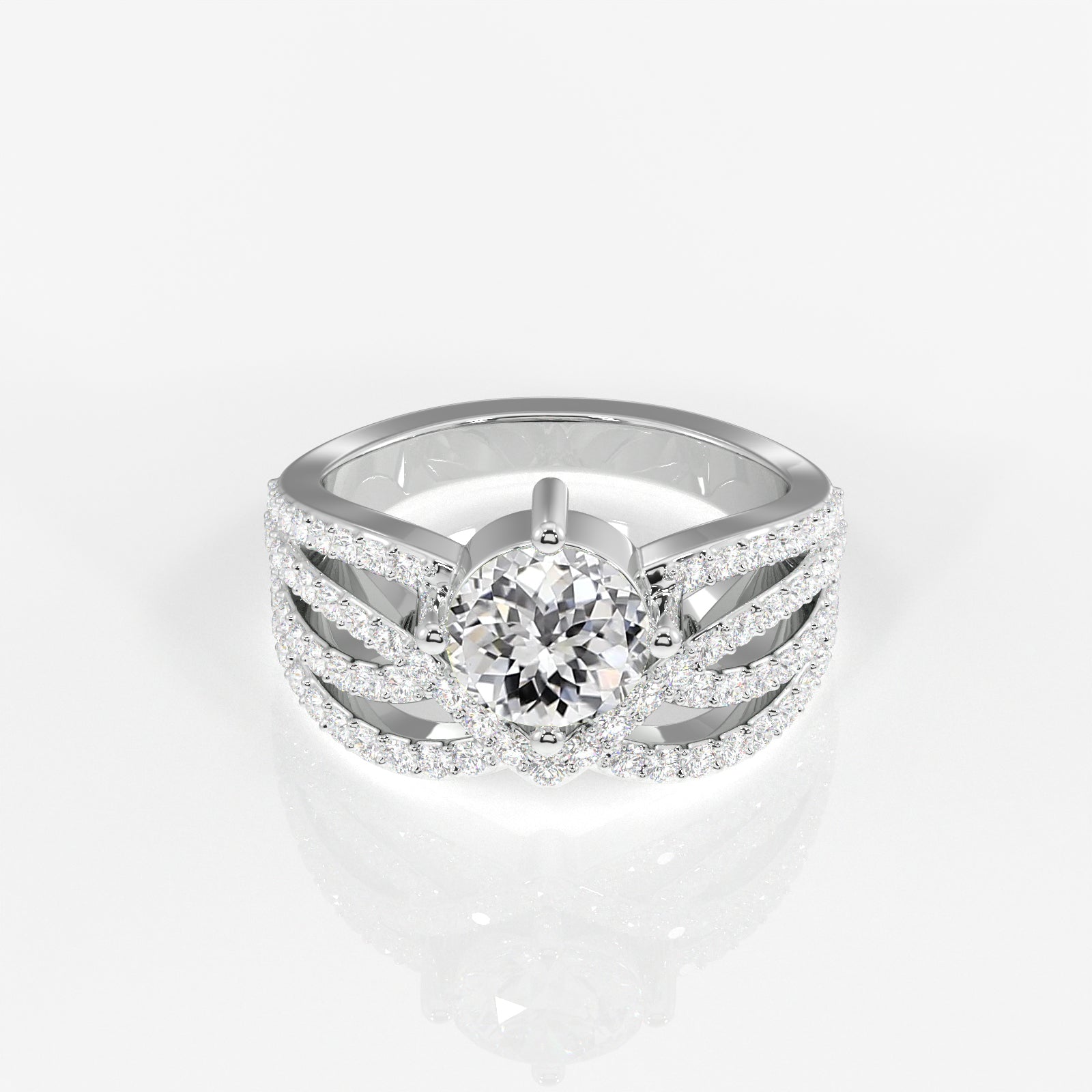 Portuguese Cut Lab Grown Diamond Cocktail 14K Gold Ring