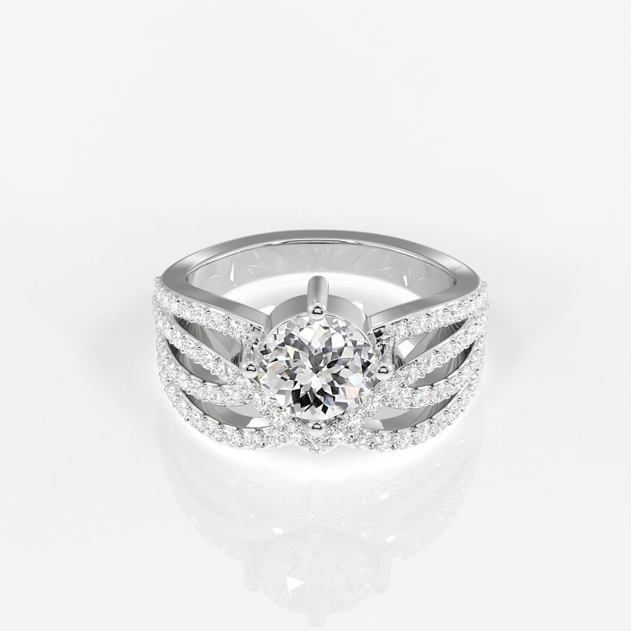 Portuguese Cut Lab Grown Diamond Cocktail 14K Gold Ring