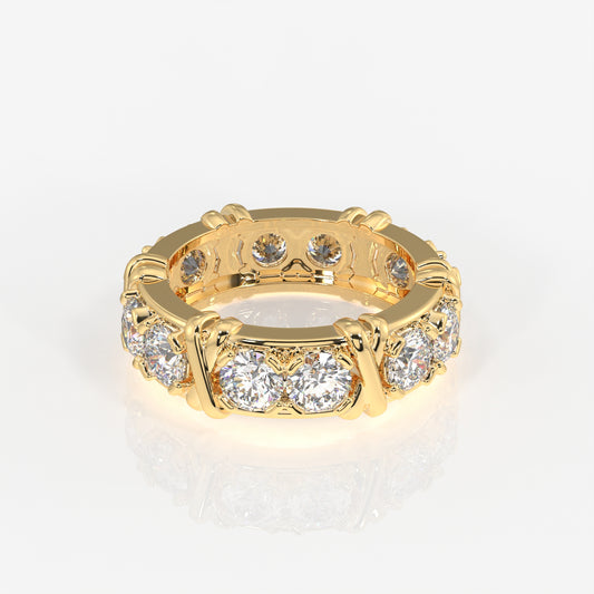 Round Cut Moissanite Diamond Eternity Band Sterling Silver Ring