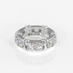 Round Cut Moissanite Diamond Eternity Band Sterling Silver Ring