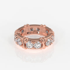 Round Cut Moissanite Diamond Eternity Band Sterling Silver Ring