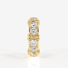 Round Cut Moissanite Diamond Eternity Band Sterling Silver Ring