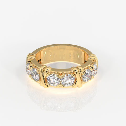 Round Cut Lab Grown Diamond Wedding Band 14K Gold Ring