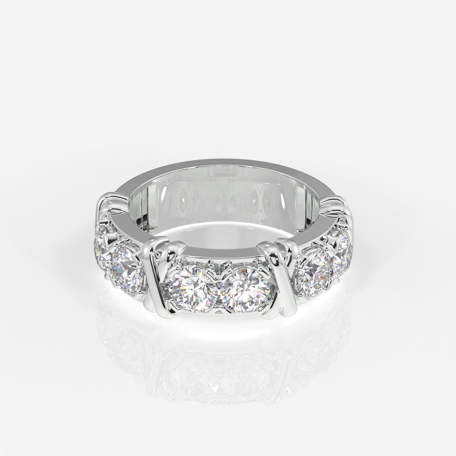 Round Cut Lab Grown Diamond Wedding Band 18K Gold Ring