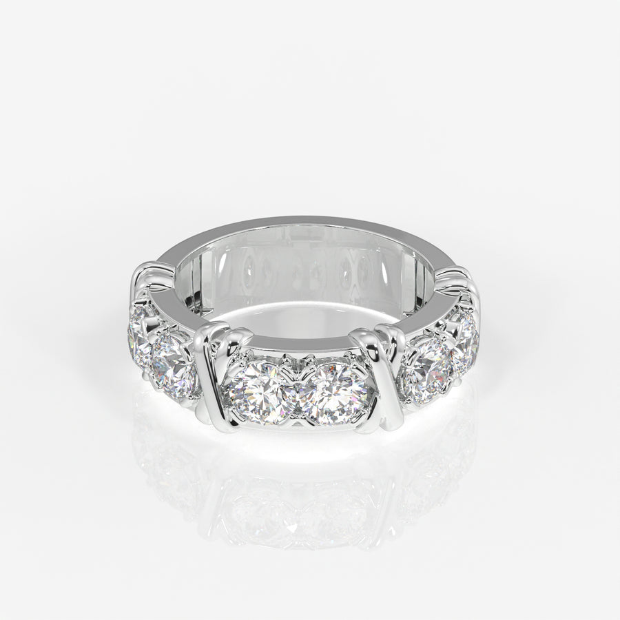 Round Cut Lab Grown Diamond Wedding Band 18K Gold Ring