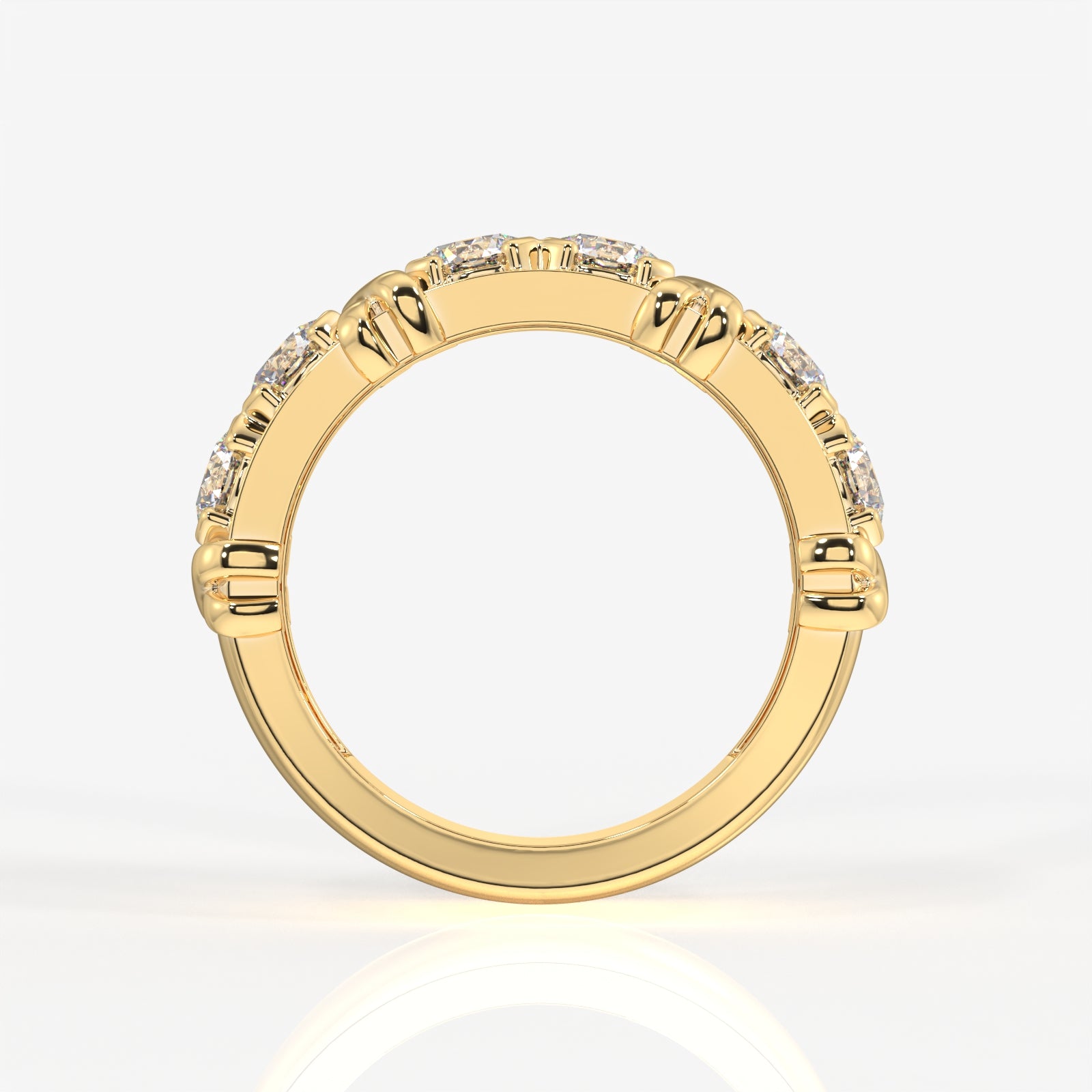 Round Cut Lab Grown Diamond Wedding Band 18K Gold Ring