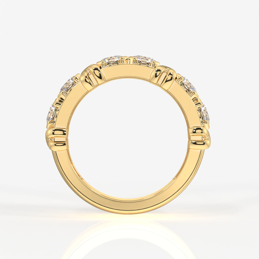 Round Cut Lab Grown Diamond Wedding Band 18K Gold Ring