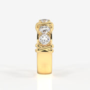 Round Cut Lab Grown Diamond Wedding Band 18K Gold Ring
