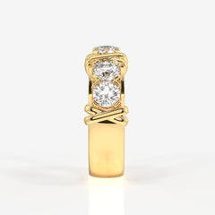 Round Cut Moissanite Diamond Wedding Band 18K Gold Ring