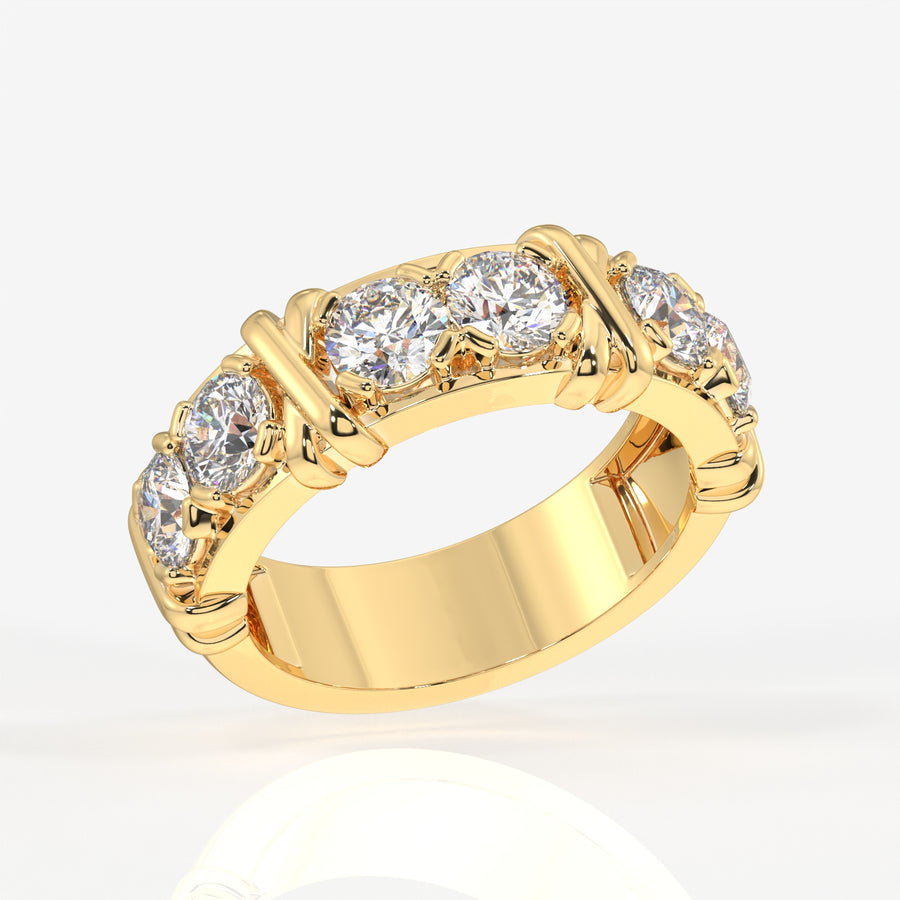 Round Cut Lab Grown Diamond Wedding Band 18K Gold Ring