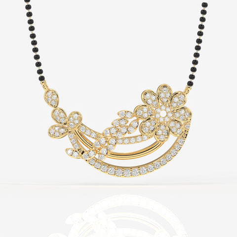 Round Cut Moissanite Diamond Women's 14K Gold Mangalsutra