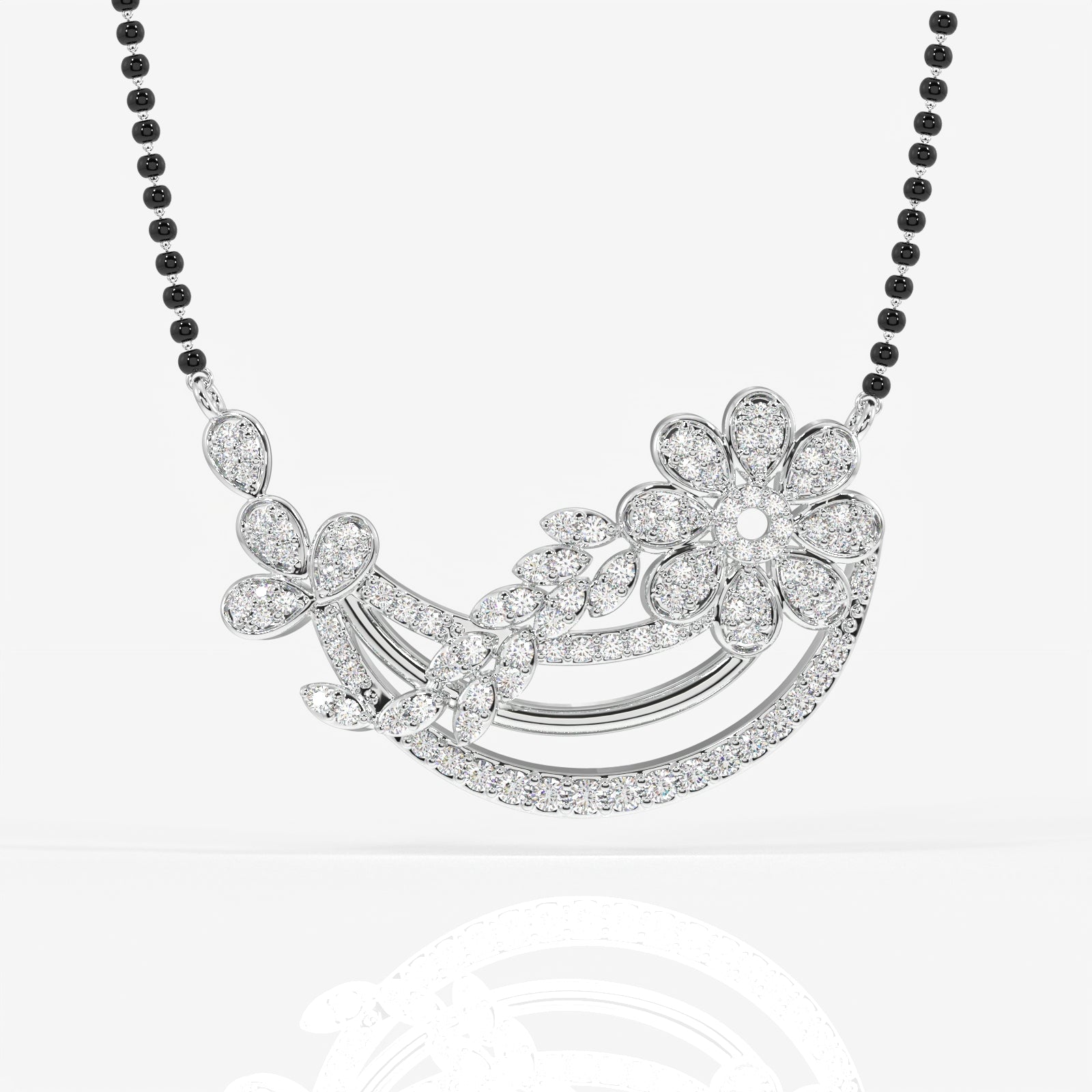 Round Cut Lab Grown Diamond Women's 14K Gold Mangalsutra